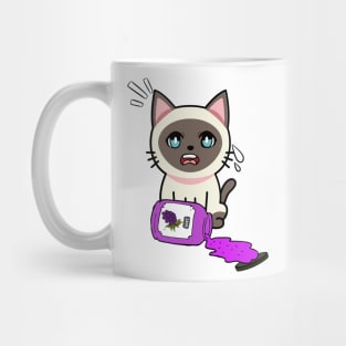 Funny Siamese cat spilled grape jam Mug